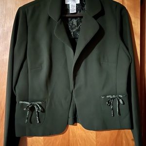 Studio I; size 10 jacket, med. length; green with pattern, very unique n classy